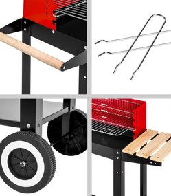 Grătar de grădină pentru cărbuni cu roți și rafturi 87 x 35 x 80 cm