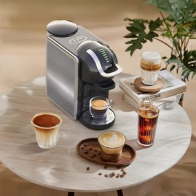 La mâna a doua: Espressor 8in1 Oliver Voltz OV51171K8R, 1450W, 0.8 L, 5 adaptoare, 19 bar, Cafea macinata si capsule, Negru/Argentiu