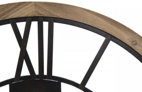 Ceas decorativ maro / negru din metal si MDF, ø 70 cm, Industry Mauro Ferreti