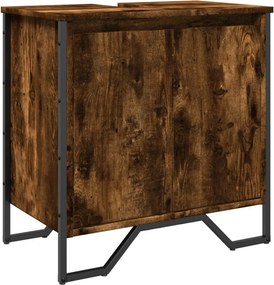 vidaXL Dulap chiuvetă baie, stejar fumuriu, 60x35x60 cm lemn prelucrat