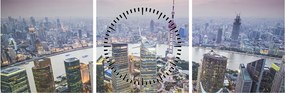 Tablou - Shanghai, China (cu ceas) (90x30 cm)