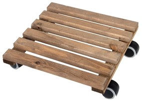 Suport din lemn cu roți pentru ghivece Esschert Design, 29 x 29 cm, maro