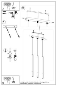 Lustră pe cablu MOSAIC 3xG9/12W/230V neagră/aurie