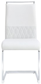 Set de 2 scaune moderne pentru sala de mese, cu spătar înalt, din PU și material textil, pentru bucătărie și birou, Alb