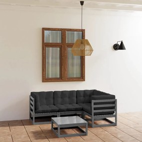 3076601 vidaXL Set mobilier de grădină cu perne, 5 piese, lemn masiv de pin