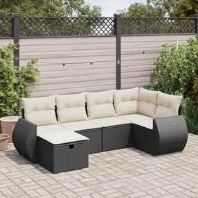 vidaXL Set mobilier de grădină cu perne, 6 piese, negru, poliratan
