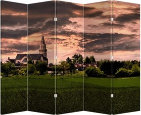 Paravan - Peisaj și biserică (210x170 cm)