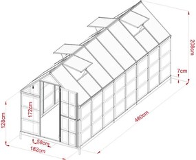 Seră de grădină din policarbonat CRAFTFIELD 4.8 m + bază cadou GRATUITĂ