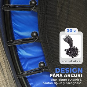 HOMCOM Trambolină Elastică pentru Copii cu Plasă de Siguranță și Țevi Căptușite, Vârstă 3-10 Ani, Ø140x190 cm, Albastru | Aosom Romania
