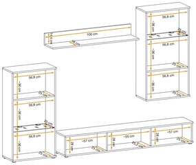 Mobilier living Wowza (hikora jackson + negru (cu iluminat LED). 1097585