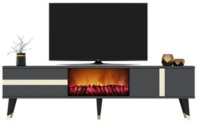 Masă TV/Dulap cu șemineu Vekika 3 (antracit + auriu) . 1095527