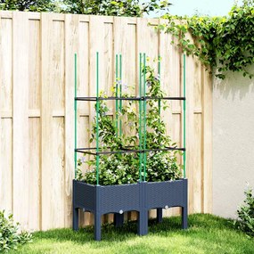 vidaXL Jardinieră de grădină cu spalier, albastru gri, 80x40x142,5 cm, PP