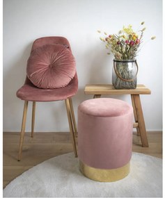 Gamby Pouf din catifea cu bază din cupru roz, 34x43 cm