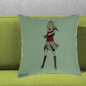Perna Personalizata Naruto Sakura Haruno Portret, 40x40 cm, Verde, Husa Detasabila, Perna Inclusa, BEKZ®