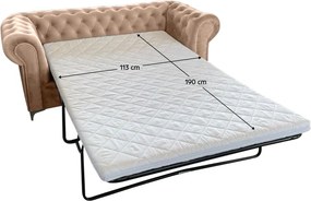 Canapea extensibilă de lux 2 locuri, stofă maro deschis Velvet, ROMANO