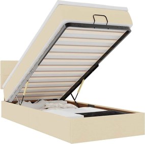 vidaXL Cadru de pat otoman cu saltea crem 80x200cm stofa
