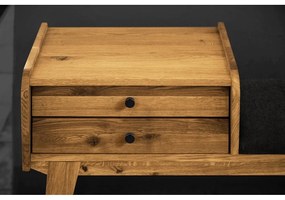 Bancă cu sertare din lemn de stejar cu șezut gri Retro - The Beds