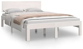 833104 vidaXL Cadru de pat dublu mic, 120x190 cm, alb, lemn masiv de pin