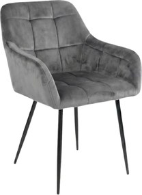 Fotoliu de sufragerie LOREN VELVET gri cu picioare negre