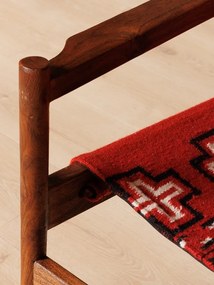 Fotoliu lounge kilim roșu din bumbac cu structură din lemn de mango, „Altierra”