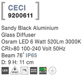 Spot LED aplicat de exterior IP65 CECI negru 9cm NVL-9200611
