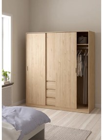 Șifonier în culoare naturală cu aspect de lemn de stejar cu ușă glisantă 177x200x60 cm Naia – Tvilum