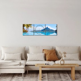 Tablou - Bora-Bora, Polinezia Franceză (cu ceas) (90x30 cm)