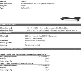 Masuta de cafea design LUX The Crest, negru 114926 HZ