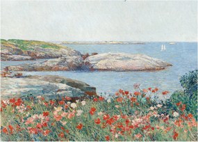 Tablou pe sticlă - Childe Hassam, Poppies,  Isles of Shoals, reproducere (70x50 cm)