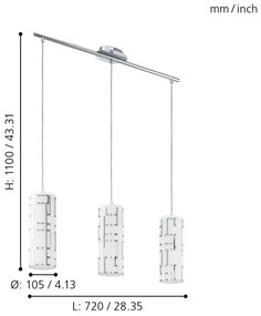 Lustră pe cablu BAYMAN 3xE27/60W/230V Eglo 92563
