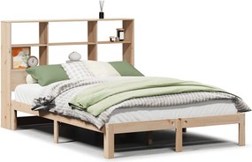 vidaXL Pat cu bibliotecă fără saltea, 150x200 cm, lemn masiv de pin