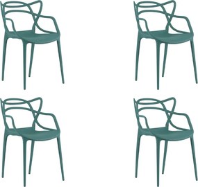 Set 4 bucati scaune din plastic KATO, petrol.
