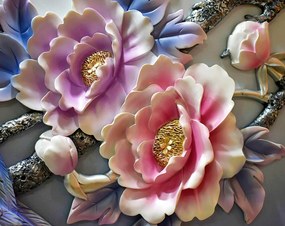 Fototapet 3D, Flori ceramice in roz si violet Art.05367