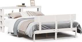 vidaXL Cadru de pat fără saltea, alb, 150x200 cm, lemn masiv pin
