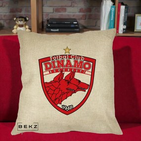 Perna Personalizata FC Dinamo Bucuresti 1948 Fotbal, 40x40 cm, Crem, Husa Detasabila, Perna Inclusa, BEKZ®
