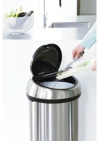 Cos de gunoi Brabantia Touch Bin 647246, 60 L, Deschidere lina si silentioasaă, Alb