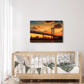 Tablou - Apus de soare peste Podul Ben Franklin, Philadelphia (90x60 cm)