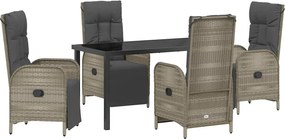 vidaXL Set de masă pentru grădină cu pernă 5 pcs Gri poliratan