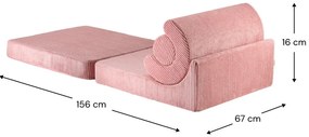 Fotoliu pentru copii roz cu tapițerie din catifea reiată Flipster – Wigiwama
