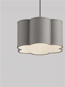 Lustra suspendata cu abajur textil gri BLOOSY