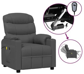 3143487 vidaXL Fotoliu de masaj electric, gri, piele ecologică