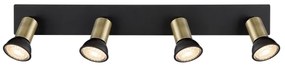 Spot DREW 4xGU10/35W/230V negru/alamă Globo 57998-4B