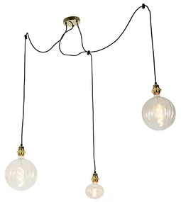 Lampă suspendată aurie cu 3 lumini incluzând LED chihlimbar cu dimmer - Cava Luxe