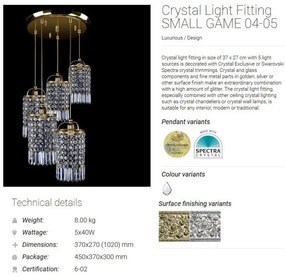 Lustra cu 5 pendule Cristal Bohemia Exclusive SMALL GAME 04-05