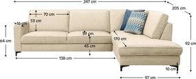 Canapea extensibilă, crem, dreapta, ERMON ROH