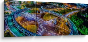 Tablou panorama orașului nocturn (cu ceas) (90x30 cm)