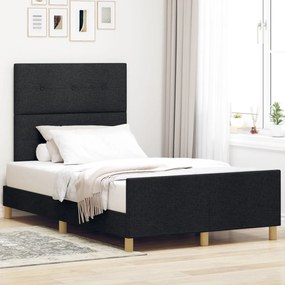 vidaXL Cadru de pat, negru, 120x190 cm, textil