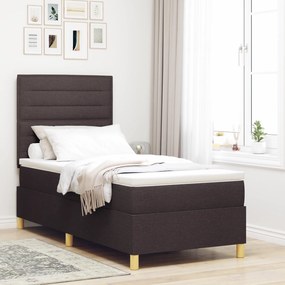 vidaXL Pat cu arcuri cu saltea și LED-uri maro închis 80x200 cm țesătură