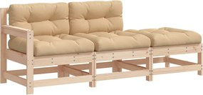 vidaXL Set mobilier de grădină cu perne, 3 piese, lemn masiv