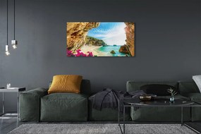 Tablouri canvas Grecia Coast stânci flori